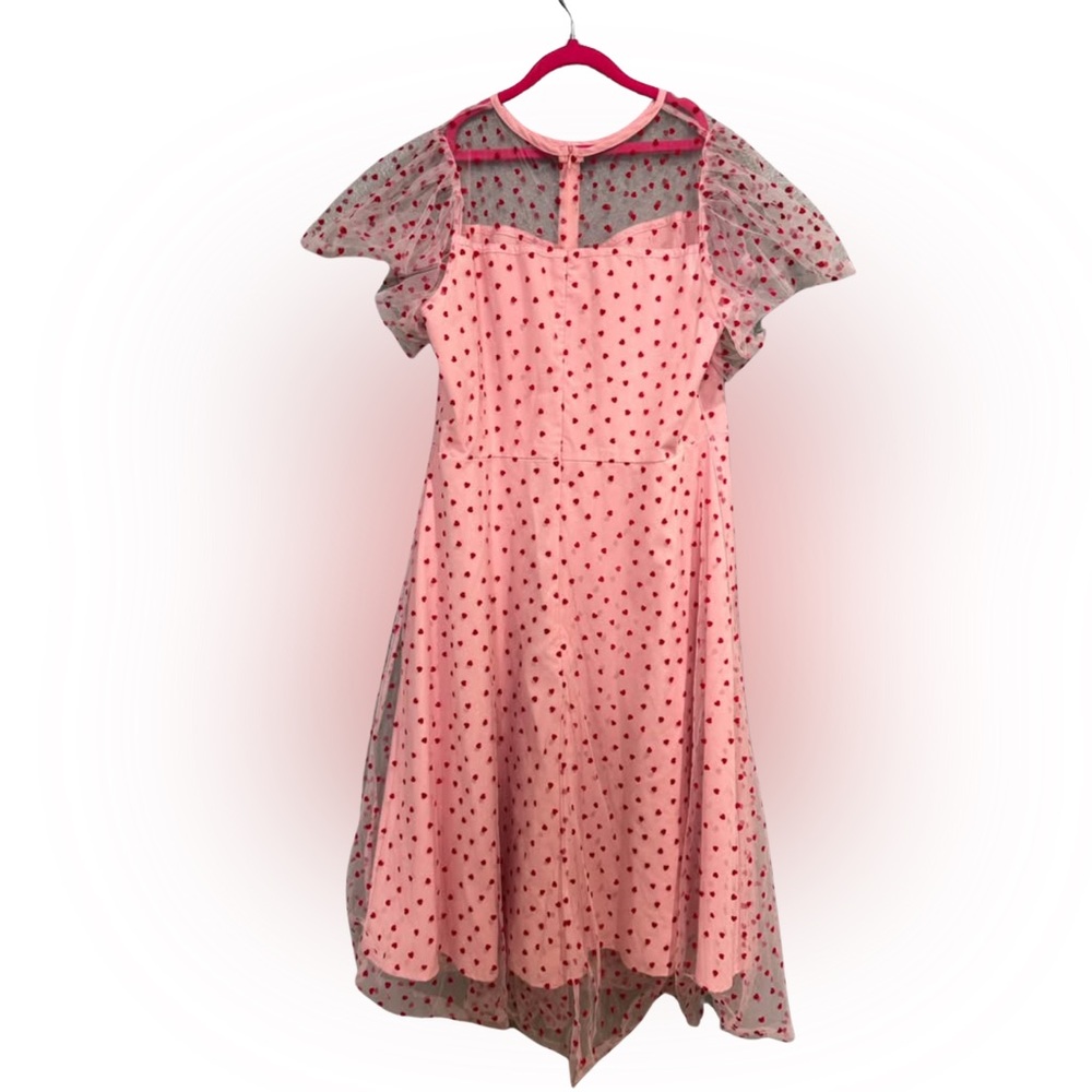 Pink with red hearts dress as seen in our Valentine video!